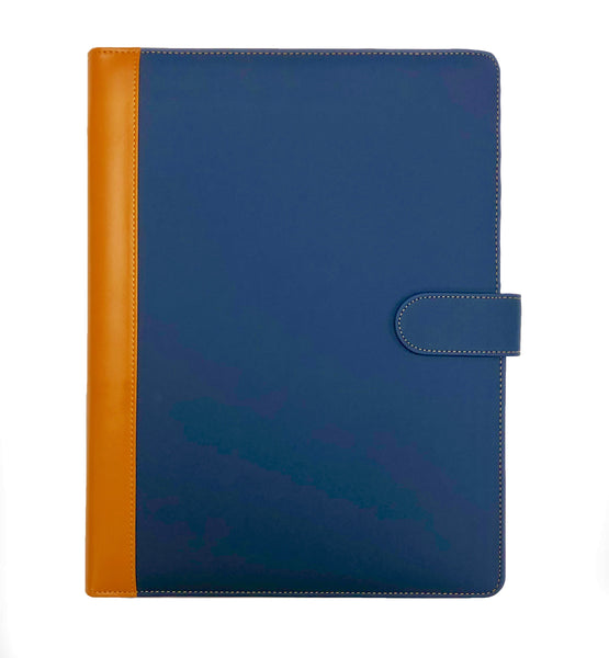 Deluxe Faux Leather Padfolio Portfolio Document Organizer with Zippered Closure Storage Pouch for Tablet PC/iPad/Kindle, Magnetic Closing Strap, Business Card Holders, Legal Size Writing Pad Included | Transcending Waves