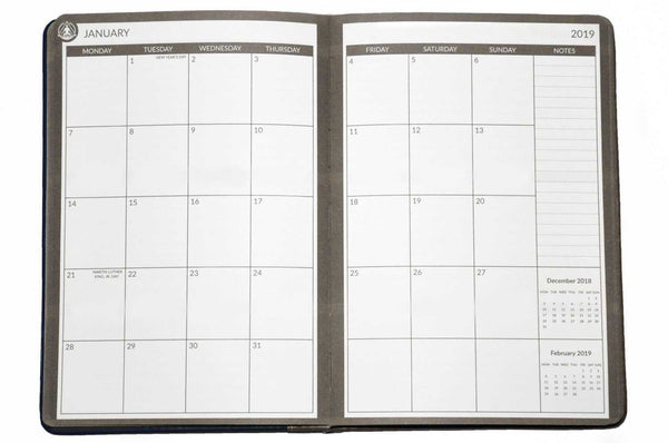 January 2019 - December 2019 Dated Planner Daily, Weekly, Monthly and Yearly | Best Academic Calendar Notebook Journal | Deluxe Faux Leather Personal Organizer | A5 Sized (8.5" L x 6.1" W x 1.3" H) | Transcending Waves Planner