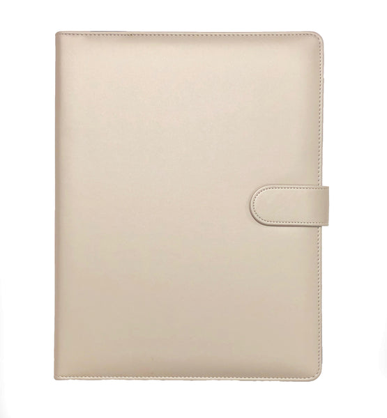 Deluxe Faux Leather Padfolio Portfolio Document Organizer with Zippered Closure Storage Pouch for Tablet PC/iPad/Kindle, Magnetic Closing Strap, Business Card Holders, Legal Size Writing Pad Included | Transcending Waves